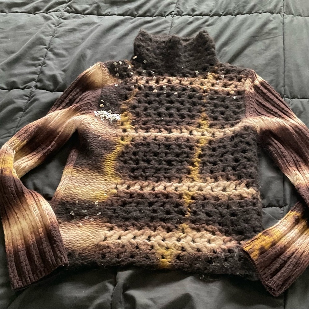 Gazebo Chunky Knit Sweater - Brown and Yellow